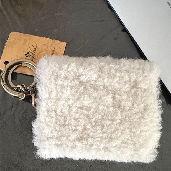 Patricia Nash Brown and White Shearling Keychain Wallet - Picture 2 of 2